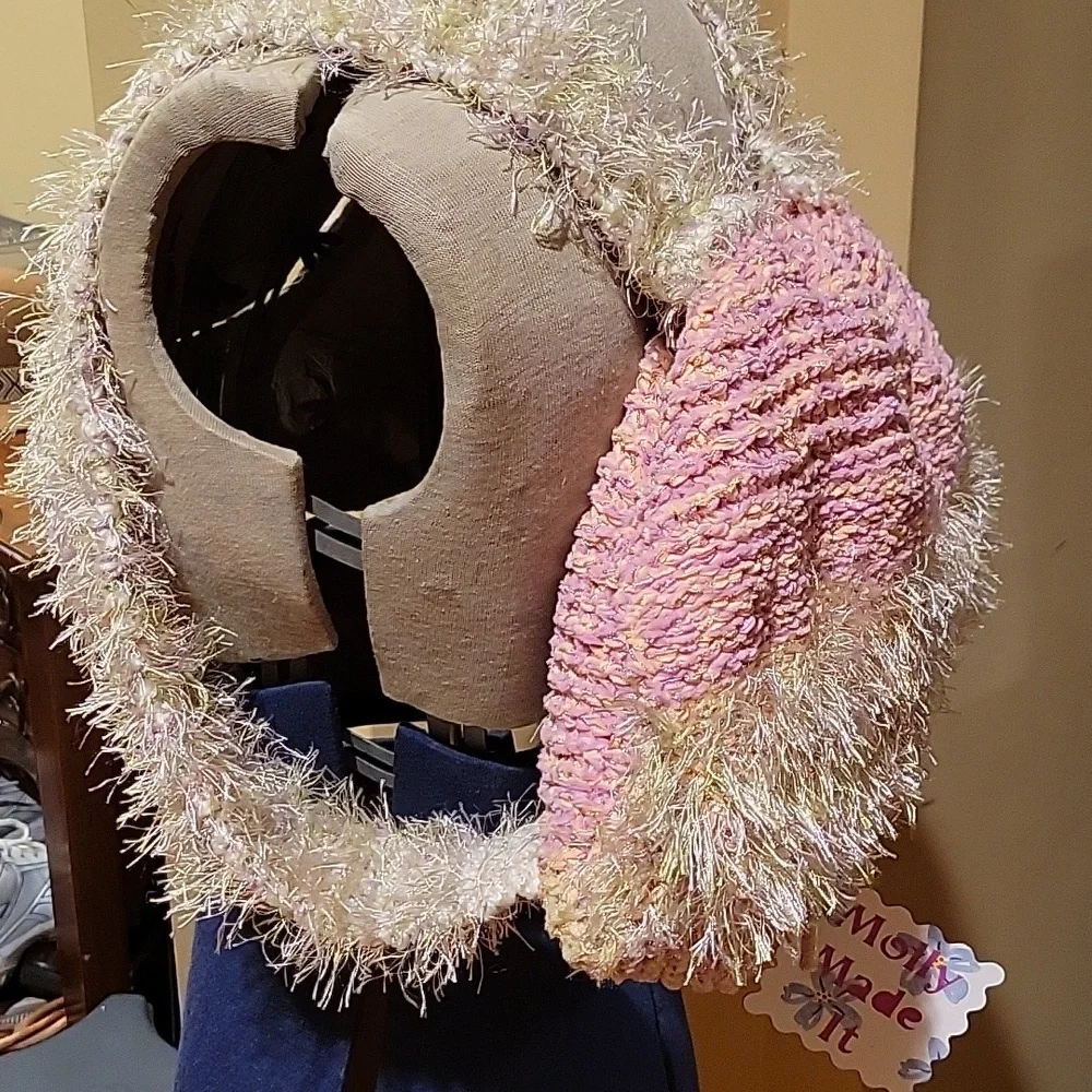 Hand knitted backpack with eyelash and velvety yarns - Handmade